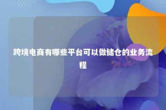 跨境电商有哪些平台可以做储仓的业务流程 跨境电商仓储运作现状